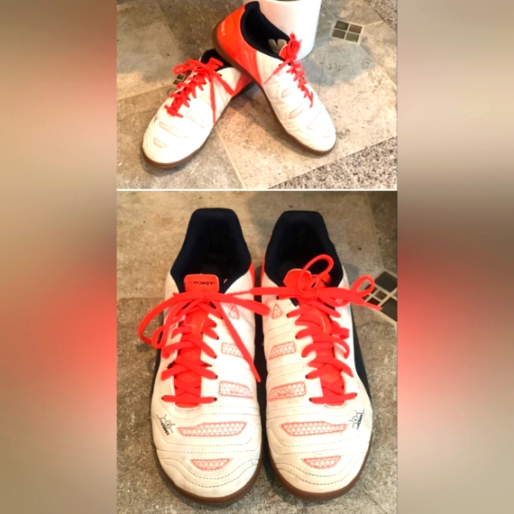 Puma white-orange athletic/soccer shoes